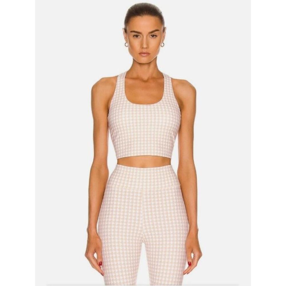 NWT Anthropologie The Upside Houndstooth Margot Crop Top / Sports Bra XXS